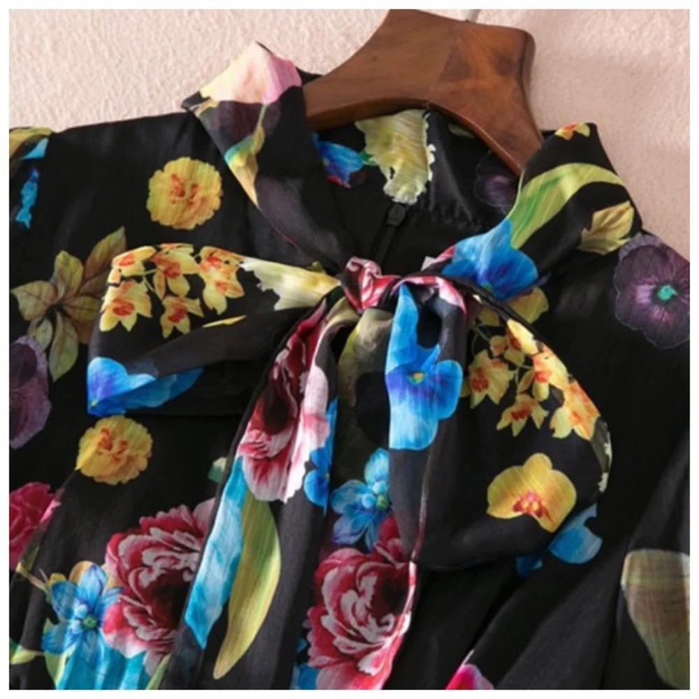 The Lucia Silk Gorgeous Sheer Floral Maxi Dress - Picture 6 of 7